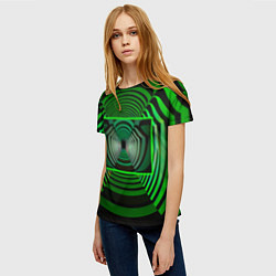 Футболка женская Зелёный туннель - оптическая иллюзия, цвет: 3D-принт — фото 2