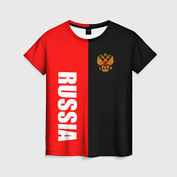 Женская футболка Россия: Черно-красный