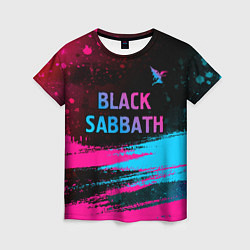 Футболка женская Black Sabbath - neon gradient: символ сверху, цвет: 3D-принт