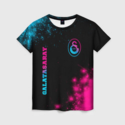 Футболка женская Galatasaray - neon gradient: надпись, символ, цвет: 3D-принт