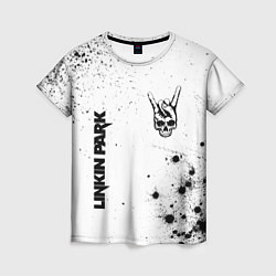 Женская футболка Linkin Park и рок символ на светлом фоне