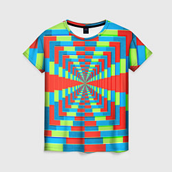 Женская футболка Разноцветный туннель - оптическая иллюзия
