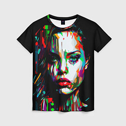 Женская футболка Анджелина Джоли - поп-арт