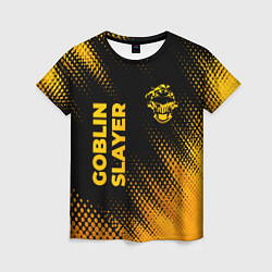 Женская футболка Goblin Slayer - gold gradient: надпись, символ