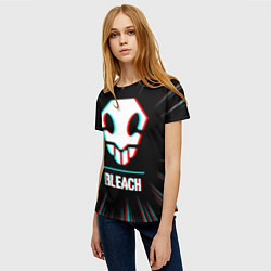 Футболка женская Символ Bleach в стиле glitch на темном фоне, цвет: 3D-принт — фото 2
