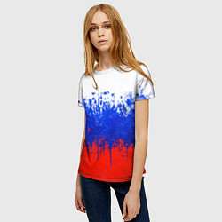 Футболка женская Флаг России с горизонтальными подтёками, цвет: 3D-принт — фото 2