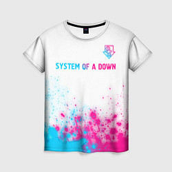 Женская футболка System of a Down neon gradient style: символ сверх