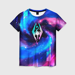 Женская футболка Skyrim неоновый космос