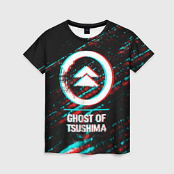 Женская футболка Ghost of Tsushima в стиле glitch и баги графики на