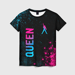 Женская футболка Queen - neon gradient: надпись, символ