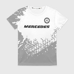 Футболка женская Mercedes speed на светлом фоне со следами шин: сим, цвет: 3D-принт