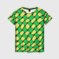 Женская футболка Жёлто-зелёная плетёнка - оптическая иллюзия