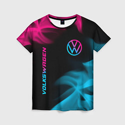 Женская футболка Volkswagen - neon gradient: надпись, символ