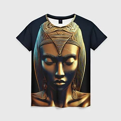 Футболка женская Нейросеть - золотая статуя египетской царицы, цвет: 3D-принт