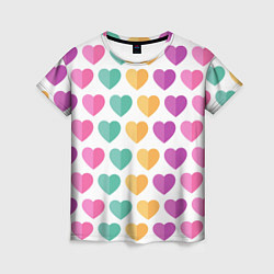 Женская футболка Яркие сердечки