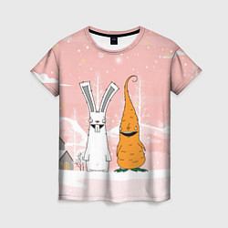 Женская футболка Заяц и морковь