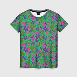 Женская футболка Яркий неоновый цветочный узор