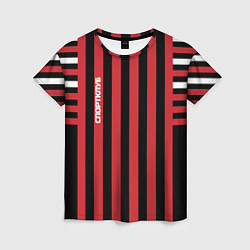 Женская футболка Красно черный полосатый узор Спортклуб