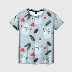 Женская футболка Снеговики и ягодки