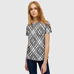Футболка женская Черно белый узор в косую клетку, цвет: 3D-принт — фото 2