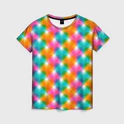Женская футболка Светящиеся геометрические сердца