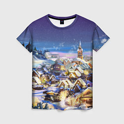 Женская футболка Рождественская деревня