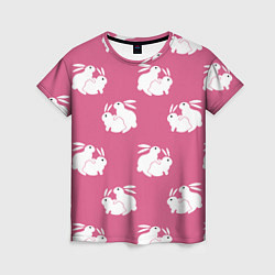 Женская футболка Сексуальные кролики на розовом