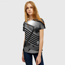 Футболка женская Жёсткий абстрактный серый и тёмно-серый металл, цвет: 3D-принт — фото 2