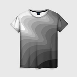 Женская футболка Черно белые волны