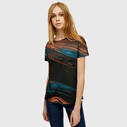 Футболка женская Синие и оранжевые переливающиеся пески во тьме, цвет: 3D-принт — фото 2