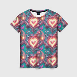 Женская футболка Паттерн пылающие сердца