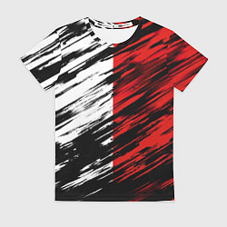 Футболка женская Белые и красные полосы, цвет: 3D-принт