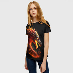 Футболка женская Яростный огненный дракон, цвет: 3D-принт — фото 2