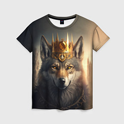 Футболка женская Волк в золотой короне, цвет: 3D-принт
