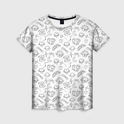 Женская футболка Дудлы с темой любви и космоса