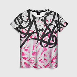 Женская футболка Черно-розовая каллиграфия