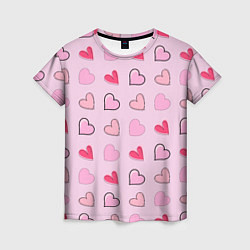 Женская футболка Валентинки на нежно-розовом фоне