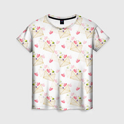 Женская футболка Конверты с сердечками - паттерн