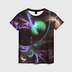 Женская футболка Магические фиолетовые волны и цветные космические
