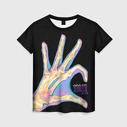 Женская футболка Сердечко левой рукой - неоновый рентген