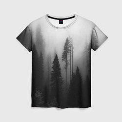 Женская футболка Красивый лес и туман