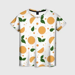 Женская футболка Апельсины с листьями
