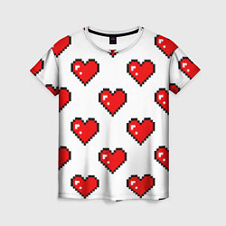 Женская футболка Сердца в стиле пиксель-арт