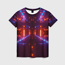 Женская футболка Неоновые разнообразные абстрактные лучи