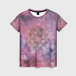 Женская футболка Мандала гармонии, фиолетовая, космос