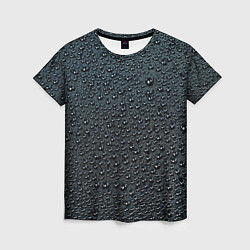Женская футболка Блестящие мокрые капли на темном чёрном фоне