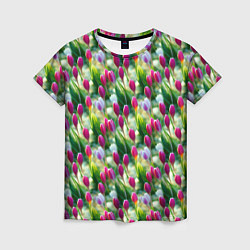 Женская футболка Весенние тюльпаны и подснежники