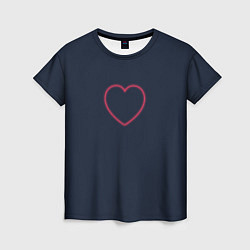 Женская футболка Неоновое сердце на синем фоне