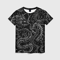 Женская футболка Дракон - унесенные призраками: тату на черном