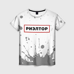 Женская футболка Риэлтор в рамке красного цвета